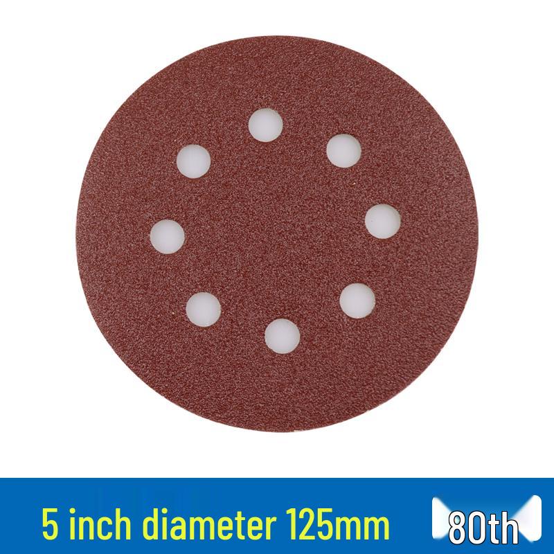 Red Sand Flocking 5-Inch Self-Adhesive Sandpaper Disc, 6 or 8 Holes, for Dry Grinding and Polishing