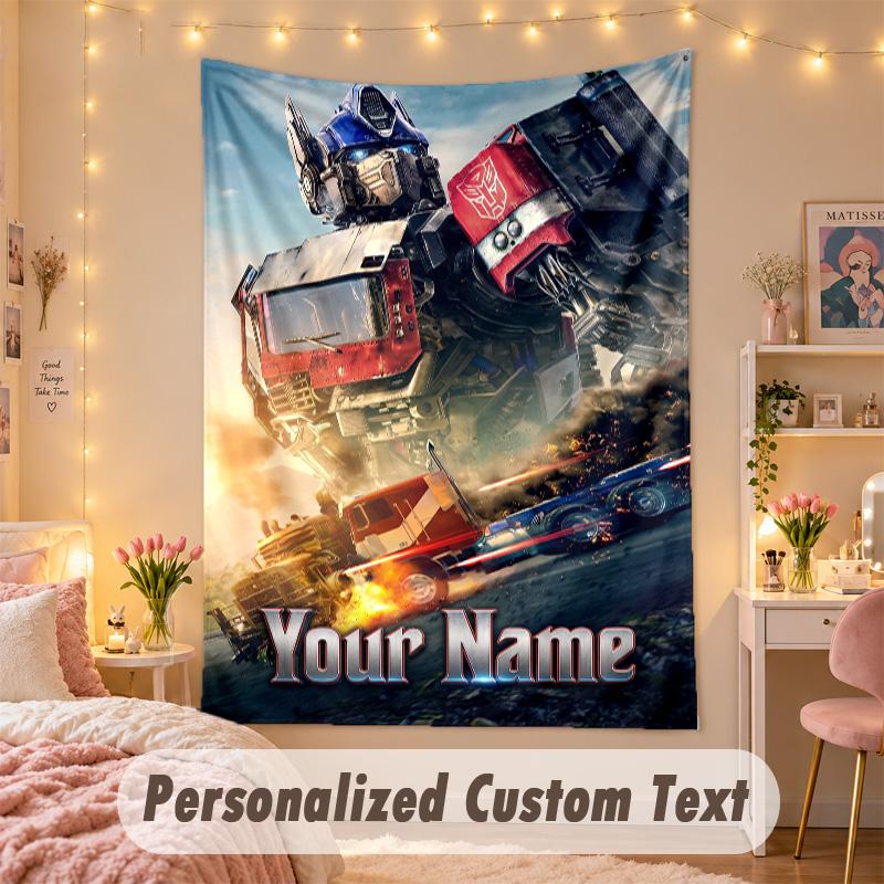 Custom Personalized Tapestry,Transformers Print Custom Name Text Wall Art Hanging for Bedroom