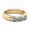 London Blue Topaz Three Stone Ring - 925 Sterling Silver Gold Vermeil