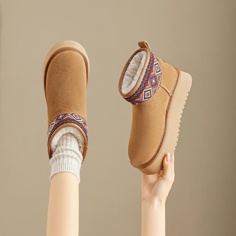 Augustine Platform Snow Boots Women's 2025 New Winter Velvet Thickened Fashion Ethnic Style Bread Cotton Shoes