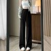 Autumn Winter Solid Color Loose Casual High Waist Wide Leg Pants Women Simple All-match Straight Trousers