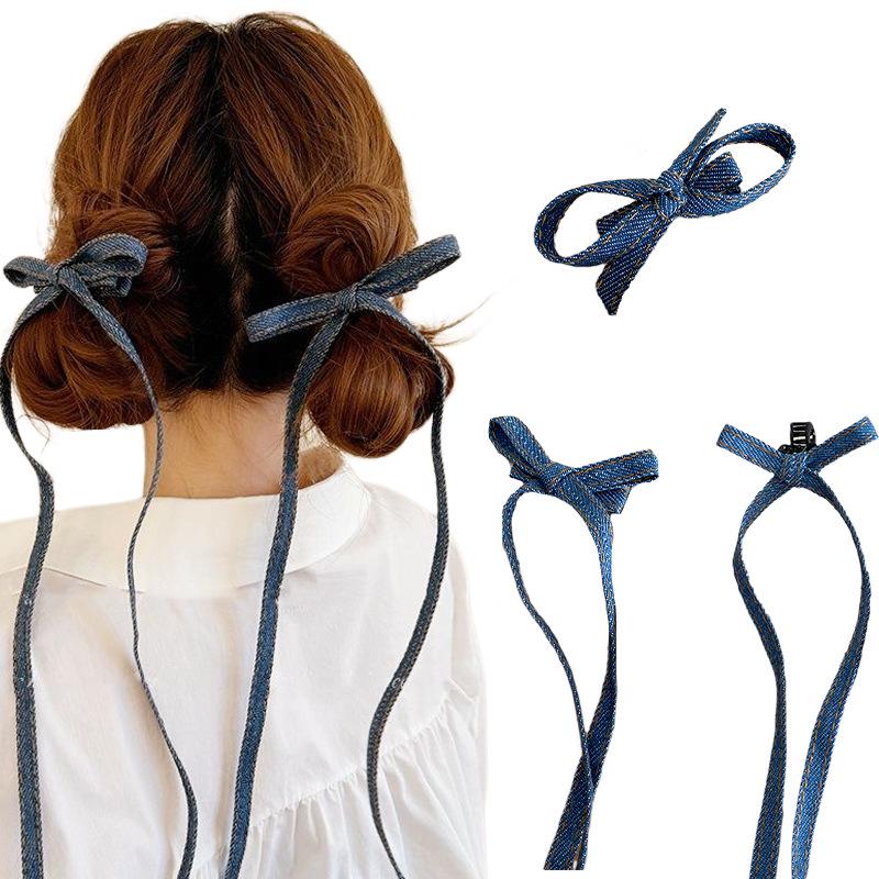 

Retro Denim Bow Hair Clips – 2024 High-End Bangs Claw Clips