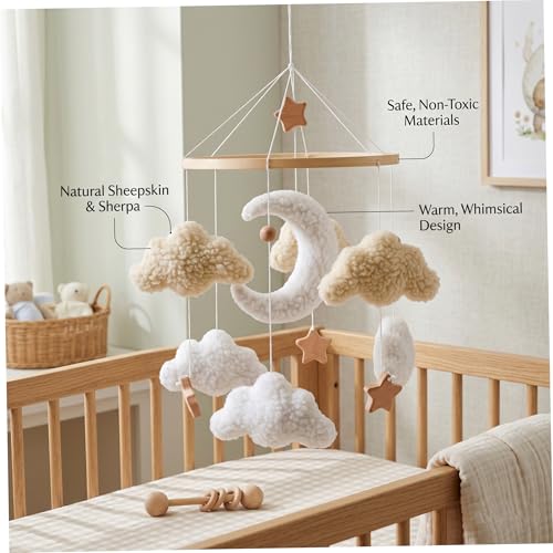 Baby Crib Mobile - Hanging Nursery Mobile for Baby Bed & Stroller, White 30cm