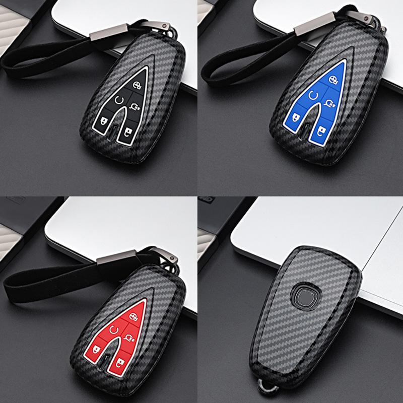 Carbon Fiber Abs Car Key Case Cover Shell For Changan Unit Unik Cs35Plus Cs55 Plus Cs75 Plus Oshan X7 X5 Car Accessories