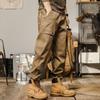 American retro heavy tooling pants men's spring and autumn loose straight casual trousers wide-leg tied Harlan pants men
