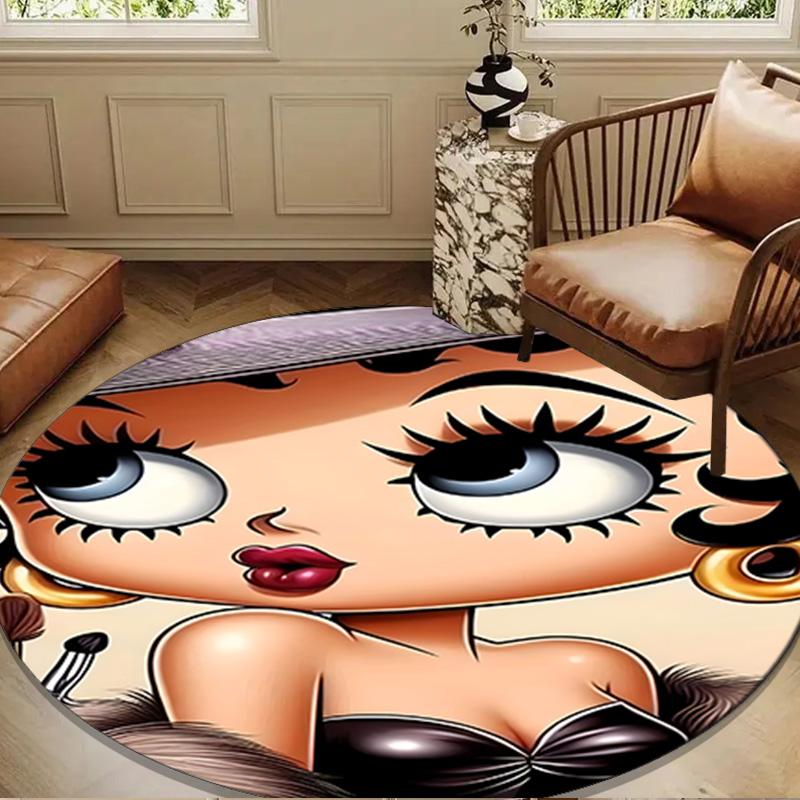 Laday In Red Dress Round Rug for Livingroom,Bedroom, Palyroom, Chair Rug, Area Rug, Circle Carpet, Large Size Fan Christmas Gift