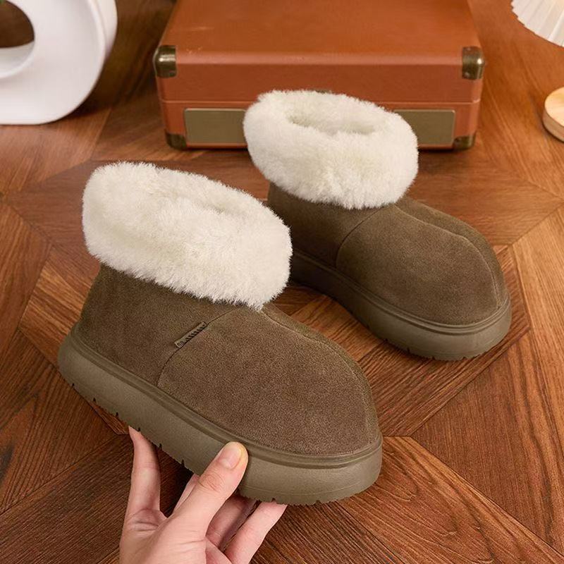 Snow Boots, Women's Shoes, Thick-soled Breaded Shoes, New Fleece Warm Short-leg Cotton Boots and Cotton Shoes