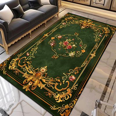 Tapijt met bloemenpatroon in Europese stijl Woonkamer Retro Decoratie Kleden voor Slaapkamer Groot Oppervlak Antislip Mat Gemakkelijk Schoon Wasbaar