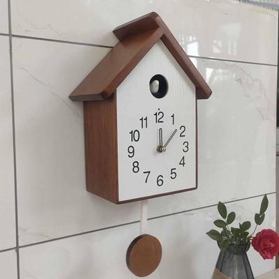 Chiming Cuckoo Clock with Pendulum Wooden Wall Art Decor Gift Movement Volume Adjustable for Party