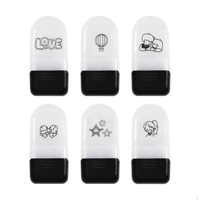 6 Pieces Rolling Stamps Cartoon Small Stationery Student Prizes for Scrapbooking Drawings Notes
