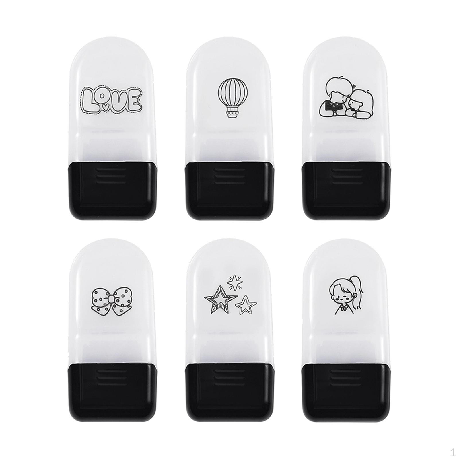 

6 Pieces Rolling Stamps Cartoon Small Stationery Student Prizes for Scrapbooking Drawings Notes