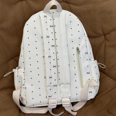 Korean Polka Dot Bow Printed Backpack Women's 2025 New Large-capacity Versatile Backpack Student Commuter Schoolbag