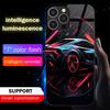 Luxury Supercar Design Smart LED Light Glow Tempered Glass Phone Case For IPhone Samsung