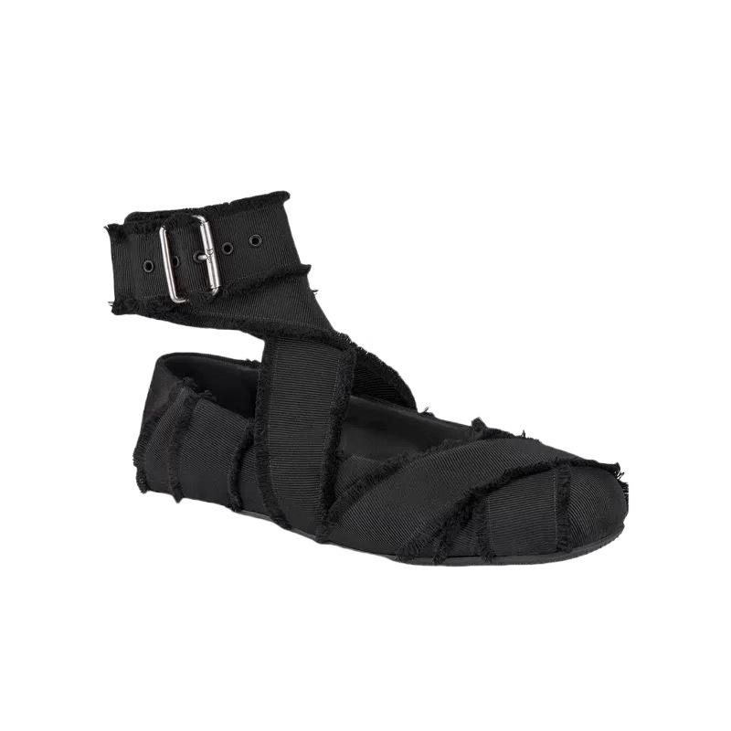 

[This] Tassel cross-strap ballet shoes women s retro square head shallow mouth flat bottom Mary Jane single shoes 35 чёрный