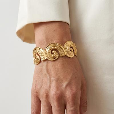 Vintage Spiral Stainless Steel Cuff Bracelet for Women Conch Gold Plated  Open Bangle Summer Festival Jewelry Gift