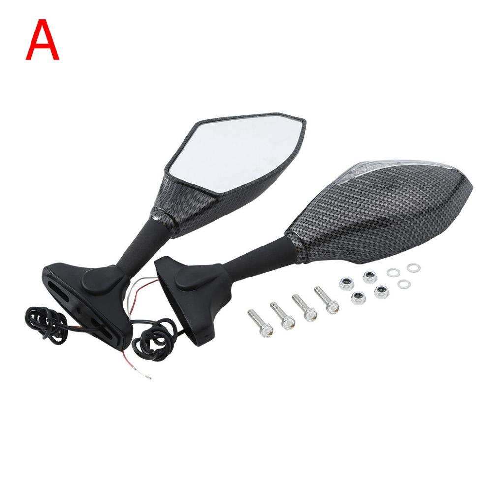Motorcycle LED Turn Signal View Mirrors For Kawasaki ZX-6R ZX636 ZX6RR ZX10R Yamaha R1 R6 SUZUKI GSXR 600 1000