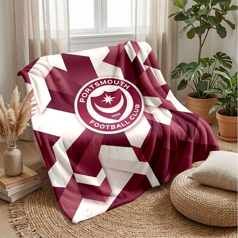 Coperta Morbida in Pile Flanella Portsmouth FC Leggera Accogliente Calda Coperta da Lancio per Divano Letto Decorazione Casa
