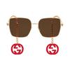 Gucci Red Pendant Gold Frame Square Sunglasses Round Sunglasses Men Sunglasses GG0724S-002