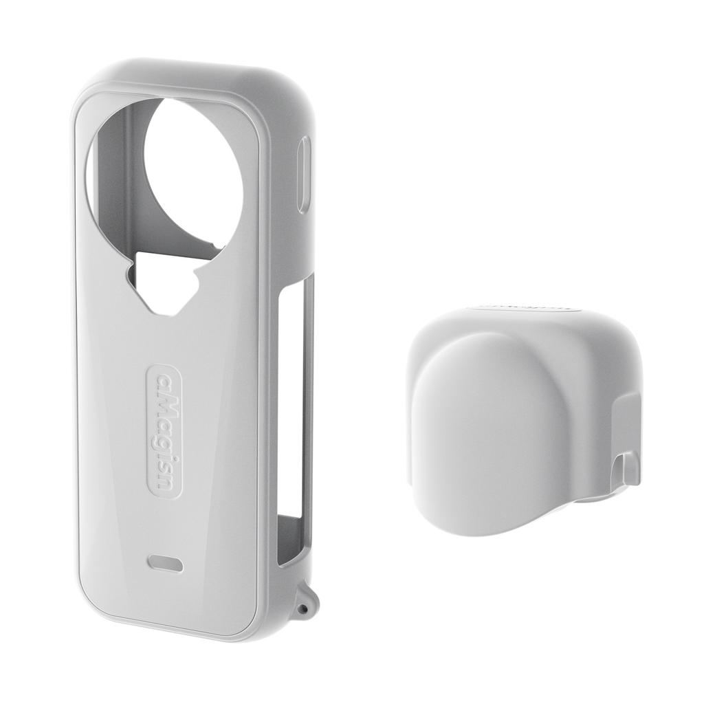 AMAGISN For Insta360 X4 Air Silicone Protective Case Shockproof Camera Body Cover with Lens Cap