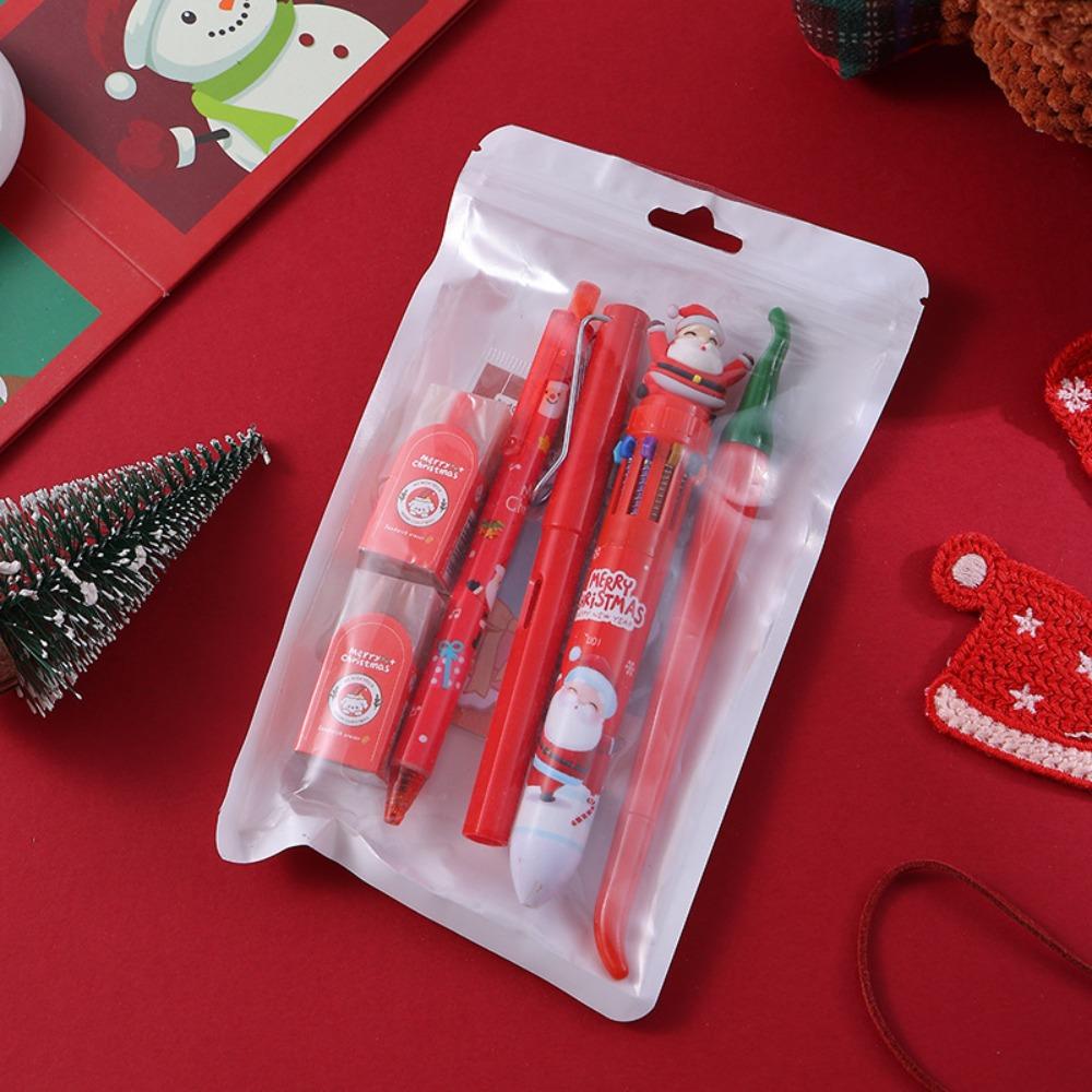 Cartoon 6-in-1 Stationery Set Multi-Functional Writing Tools Ballpoint Pen Highlighter Back To School