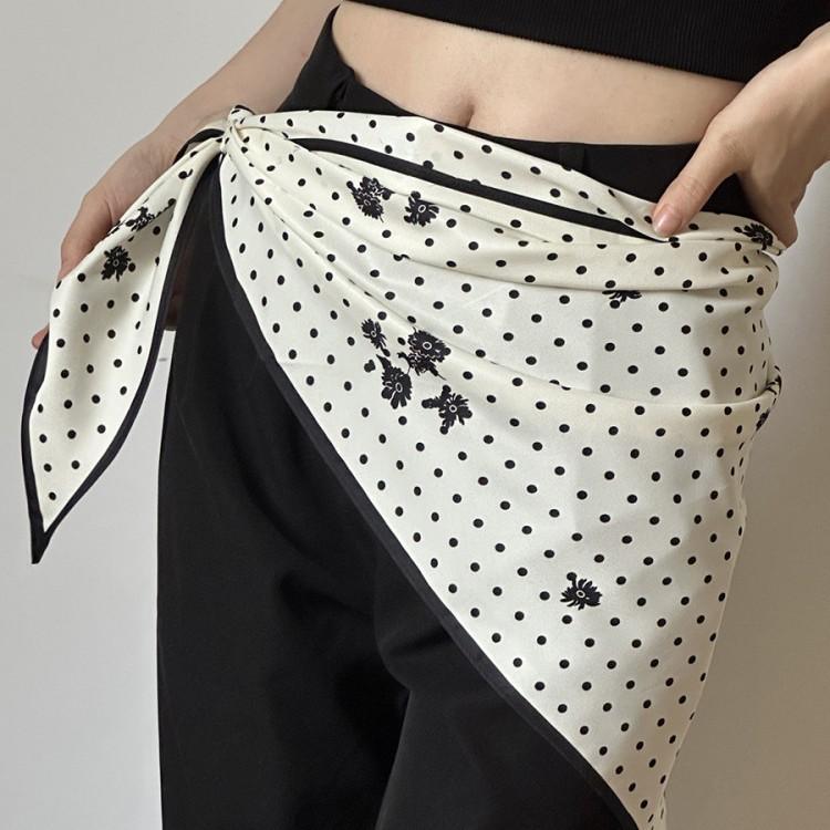 Korean simple high-end polka dot printing large triangular towel women's spring summer fashion versatile bag headscarf multi-purpose fart curtain