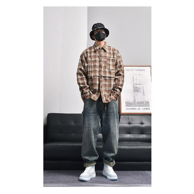 2024 Letter Long Sleeve Shirt Japanese Hong Kong Style Ins Loose Shirt Boys Summer Trendy Versatile Casual Coat