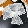 Women's Fashion Flower Lace Shawl Wrap Scarf Tie Knot Front Shoulder Covering Capelet Faux Collar Scarves Waist Belt