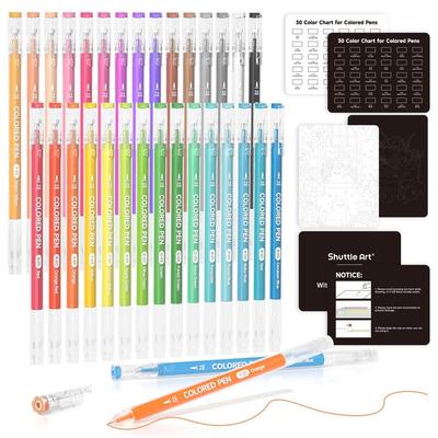 Shuttle Art Gel Pens 30 Colors 0.6mm Fine Tip - Journal, Illustration, Note-Taking (30 Count)