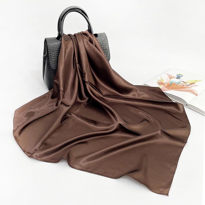 

Модный новый универсальный платок большой квадратный шарф однотонный шарф женский искусственный шелковый атласный шарф 90*90cm