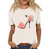 New Highheeled Print Tshirt for Summer Shortsleeved Womens Shortsleeved Tshirt Tops Women Clothing Graphic T Shirts Modal