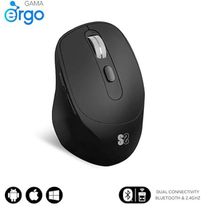 Souris D'ordinateur - SUBBLIM - Comfort Ergo Dual - Noir - Silent Click - Batterie Rechargeable