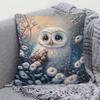 1pc Pillowcase, Cute Snow-White Owl Design, Soft and Comfortable Polyester Short Plush Fabric, Single-Sided Print, Pillow Insert Not Included. Multipl