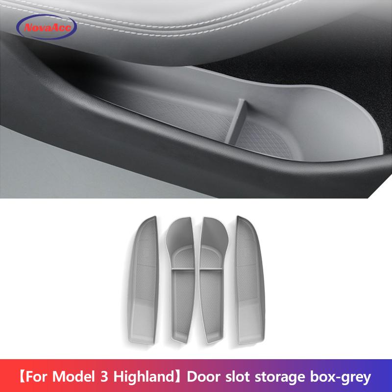 NovaAcc 4PCS Door Side Storage Box For Tesla Model 3 Highland 2024 Door Organizer Tray Door Handle Armrest Door Pocket Inserts