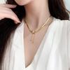Gold Plated Butterfly Pendant Necklace with Snake Bone Chain and Tassel - Stainless Steel, Fashion Luxury for Women