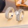 New Classic Bridal Sets Ring 2 Piece Set with Sparkling Cubic Zircon Elegant Diamond Ring Wedding Party Jewelry