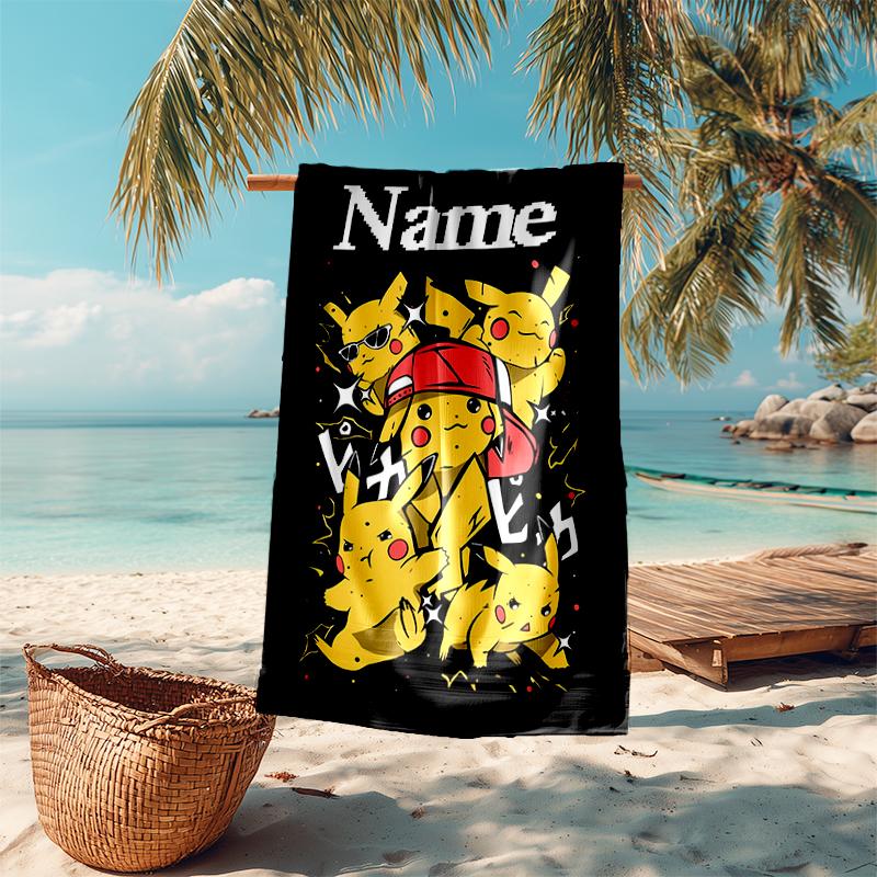 Personalized Customized Proof Beach Towel with Pokémon Pikachu Pattern - Soft, Absorbent,quick-drying,perfect Swimming,camping&bathing