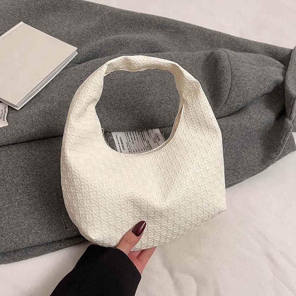 Texture Woven Embossed Hobo Anti-splash Water Crescent Pouch Portable Underarm Bag  Students
