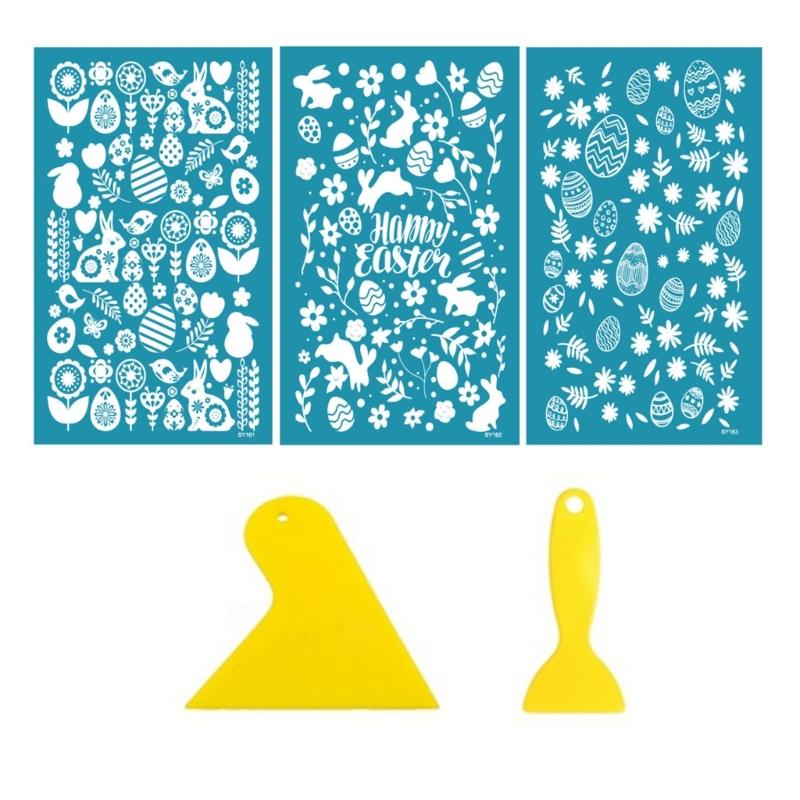 

5pcs Earrings Silk Screen Stencils for Clay Reusable Silkscreen Print Clay Jewelry Making DIY Art Craft Supplies Easter