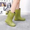 Medium tube rain shoes women's non-slip short tube rubber shoes fleece warm water shoes kitchen waterproof shoes women's lightweight flat rain boots