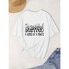 European Sizes Blessed Print T-shirt, Short Sleeve Crew Neck Casual Top For Summer & Spring, Women's