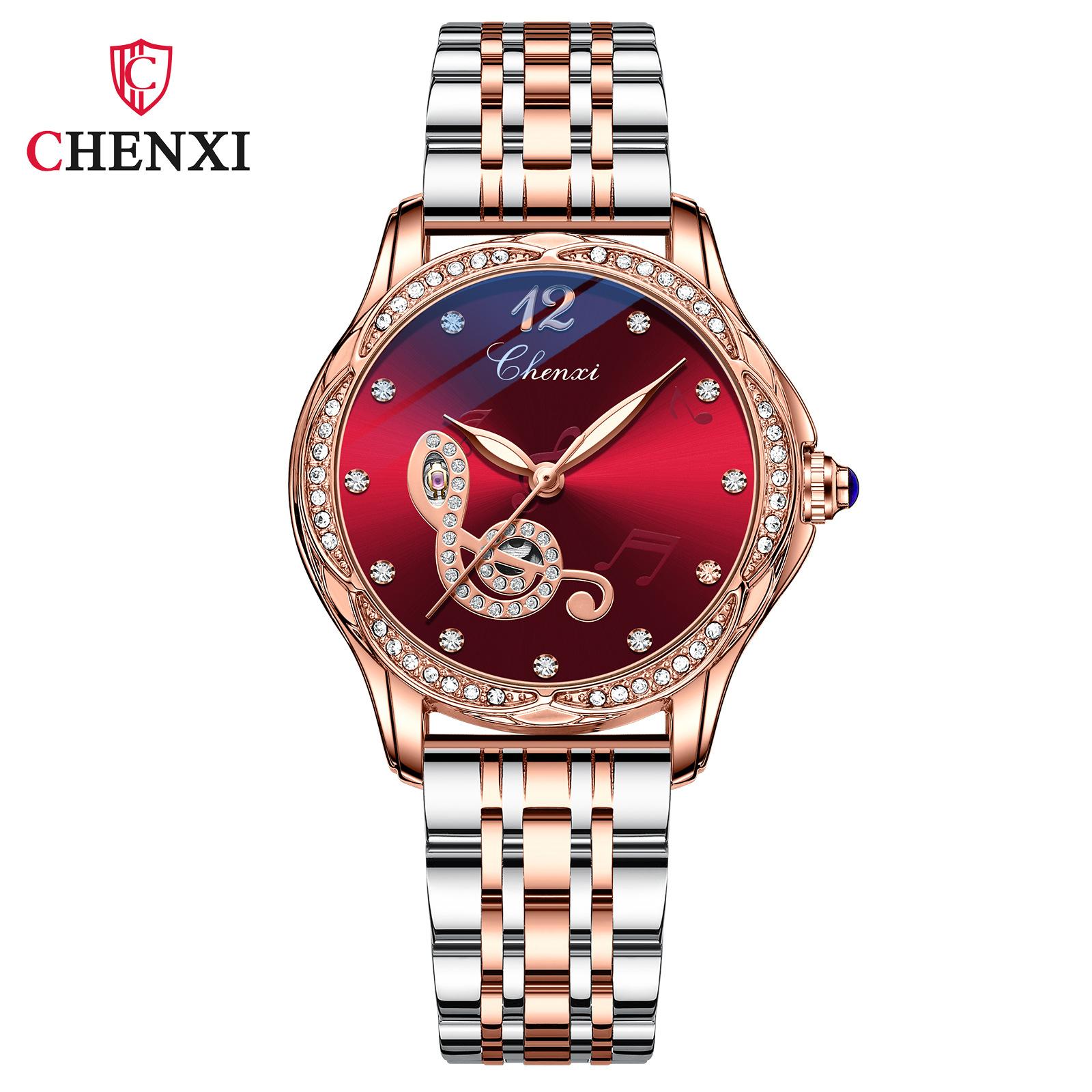 

Новые роскошные женские часы высшего бренда со стальным ремешком в коробке, модные водонепроницаемые женские механические часы красный