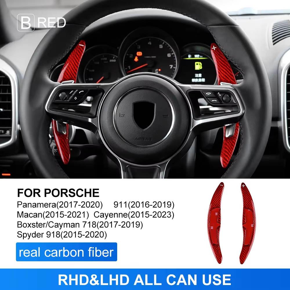 Real Hard Carbon Fiber for Porsche Panamera Macan 971 718 911 Cayenne Boxster Accessories Car Steering Wheel Paddle Shifter