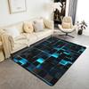 Erosebridal Teen Boy Geometric Rug 3x5 Black Navy Royal Blue Kids Area Rug,Neon Abstract Stereoscopic Check Grid Carpet Square Plaid Decorat
