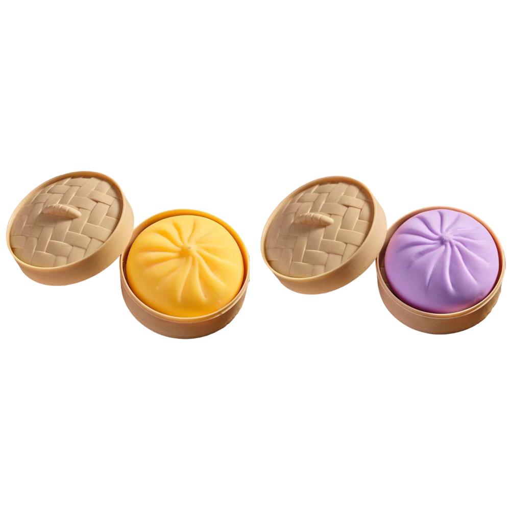 Colorful Bun Bao Squeeze Dough Ball Creative Fake Stress Balls with Food Steamer Stress Relief Sensory Hand Toy For Kids Gifts