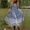 Retro Print Large Maxi Dress Women's Fashion Elegant Office Women's Long Dresses Spring Autumn Casual Long-sleeve Slim Vestidos
