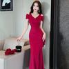 EDREES Formal Guest Long Mermaid Dress with Elegant and Perfect for and Receptions Women's Dress, Wedding, Dress, V-Neck Slit, Sexy, Parties,