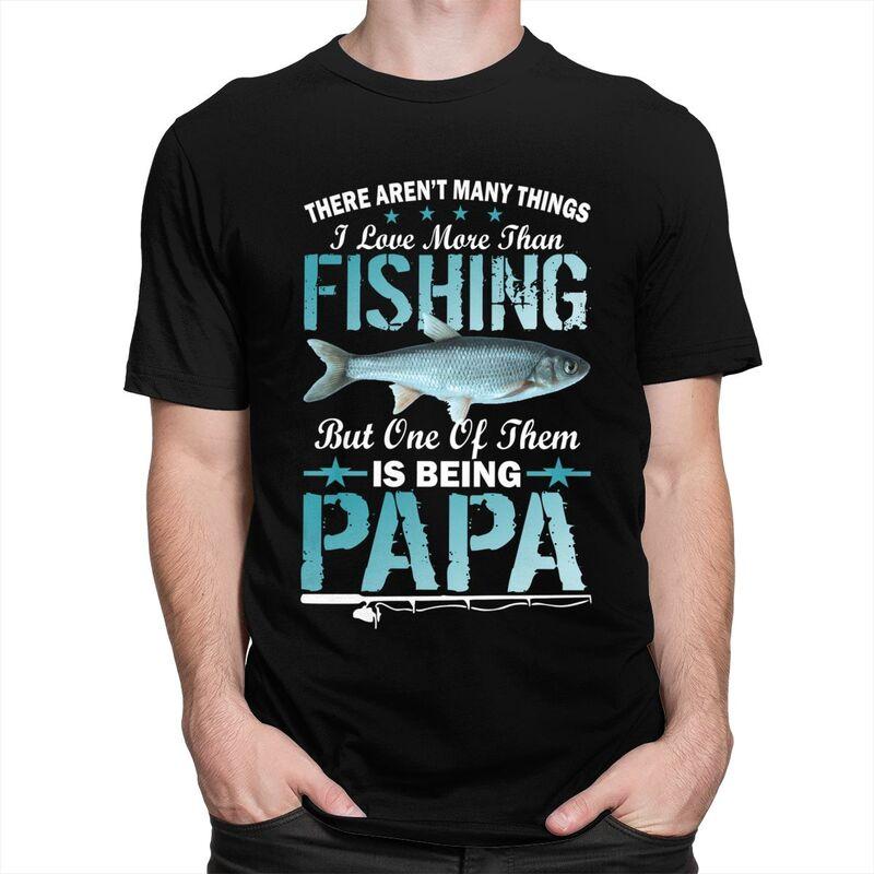 Custom Male Fishing Papa T Shirt Short Sleeves Cotton Tshirt Tshirt Casual Dad Fathers Gift Tees Slim Fit Clothing