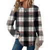 Women's Plaid Print Round Neck Long Sleeve Casual Loose Top