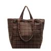 Autumn and winter retro casual plaid canvas bag fashionable and simple women's shoulder bag casual large-capacity portable commuter bag