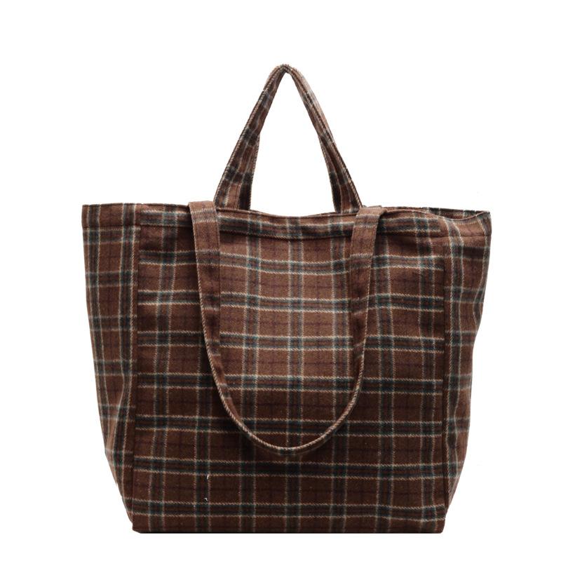 Contrasting stripes, new casual canvas bag, women's hand-held large-capacity commuter shopping bag, shoulder tote bag.